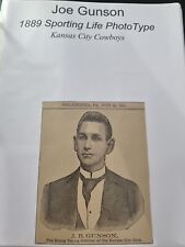 Joe Gunson 1889 Sporting Life Kansas City Cowboys Vintage Newspaper Clip picture