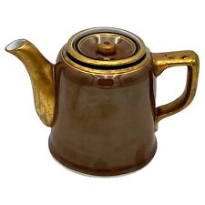VTG 1920s Fraunfelter China USA Petroscan TEAPOT Gold Trim Chocolate Brown 2Cup picture