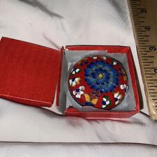 Cloisonne Enameled Brass Trinket Box Yellow Butterfly Round Lidded 2.5” In Box picture