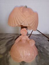VINTAGE PINK GLASS SOUTHERN BELLE VICTORIAN LADY BOUDOIR LAMP BEDROOM NITE LIGHT picture