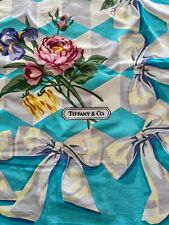 Vintage Tiffany & Co Tablecloth Rose Bow Floral Cotton 51 X 51” Square picture