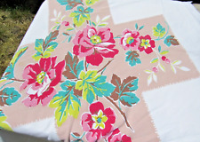 Vintage STARTEX Lg Print Tablecloth Cherries Flowers 65