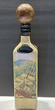 Vintage Italian Leather Decanter Bottle w Sailing Ship Florence Italy Fausto picture