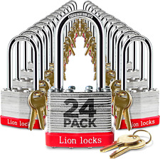 24 Keyed-Alike Padlocks w/ 2” Long Shackle, 48 Keys, Hardened Steel Case picture