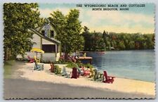 Postcard Wyonegonic and Cottages, North Bridgton, Maine linen U119 picture