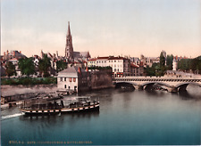 France, Metz. Virgin Defense and Central Bridge. (FRANCE) Vintage Print Photochr picture
