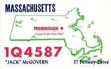 Vintage Postcard - QSL Citizen Radio Card 1Q4587 Farmingham Massachusetts MA picture