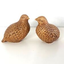 Vintage Pair of Quail Figurines Brown Ceramic Made in Japan A153 circa 1980s picture