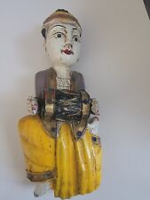 Vintage Hand Carved & Hand Painted Wooden Southeast Asian Figure picture