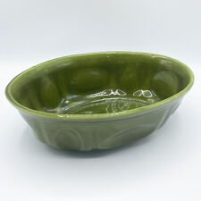 HAEGER Vintage 60s 70s Olive Green Oval Pottery Planter Bowl - No. 3929 picture