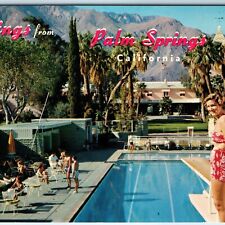 c1950s Palm Springs, CA El Mirador Hotel Greetings Cute Girl Swimming Pool A231 picture