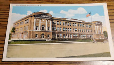 High School in Wellsville New York Postcard-Approx. 1935-Small stain on back picture