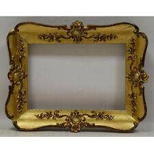 Ca 1900 Old wooden frame decorative with metal leaf Internal: 13,1x9 in picture