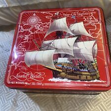 Vintage Nabisco Voyage of the Mayflower Biscuits Tin England Nautical Schooner picture