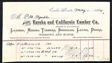 Eureka and California Lumber Co Nevada 1884 Billhead Mining Timbers - VGC Scarce picture
