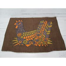 Vintage Mid Century Brown Orange Chicken Rooster Pillow Cover MCM Scandinavian picture