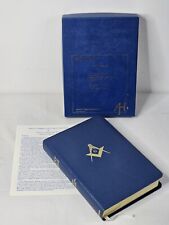 Holman 1968 Masonic Holy Bible Temple Illustrated KJV Blue Skivertex Gold Edges picture