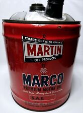 Vtg Marco 5 Gallon Premium Motor Oil Can EMPTY- S'Martin Up With Martin's- RARE picture