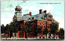 1909 Centennial High School Pueblo Colorado CO Pines & Building Posted Postcard picture