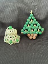 Vintage Beaded Christmas Ornaments Beaded Bell Beaded Christmas Tree circa 1970s picture