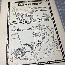 Vintage book illustration pin wheel sea saw picture