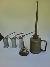 Vintage 1-Golden Rod Oil Can Pump Oiler W/flexible 5” Spout, 2- Eagle (LOT OF 5) picture