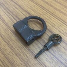 1850's Iron miniature padlock or lock with SCREW TYPE key, old or antique. picture