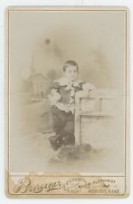 Antique c1890s ID'd Cabinet Card Adorable Boy Named Donald P. Muir Harper, KS picture