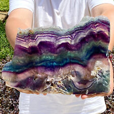 6LB Natural and beautiful colored fluorite slice quartz crystal mineral sample picture