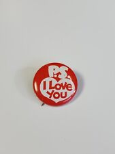 P.S. I Love You Button Pin Red & White Colors Rexall Drug Company Vintage picture