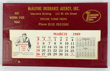 1989 Desk Top Calendar Phone Index & Card Insurance Taylor TX Advertising VTG picture