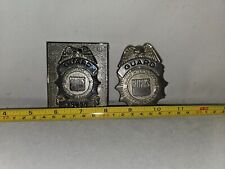 Lot#B: 2-Vintage/Obsolete Burns Guard Badges (1-Regular, 1-Hat) picture