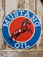 VINTAGE MUSTANG PORCELAIN OIL SIGN GAS STATION SERVICE GARAGE REPAIR ADVERTISING picture