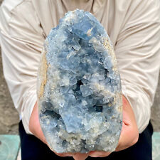 3.6LB Natural Beautiful Blue Celestite Crystal Geode Cave Mineral Specimen picture