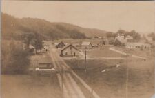 Newbury Vermont Train Station Depot Rail Tracks Houses c1910s RPPC Postcard picture
