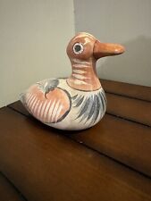 Vintage Tonala Pottery Mexican Folk Art Hand Painted Bird Duck 10” picture