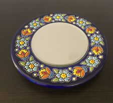 VTG Cearco Plate Mirror Hand Painted Enamel Ornate Spain 5 3/4