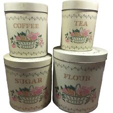 The Tin Box Company Of America Kitchen Canister Tin Set Of Four Vtg 1980's picture