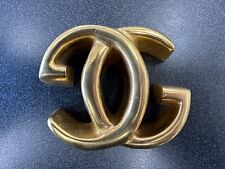 GUCCI Vintage Double G Brass Paperweight, Collector, Made in Italy picture