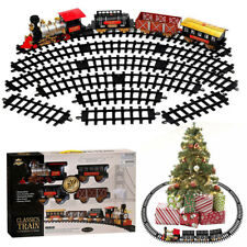 Classic Christmas Train Toy Track Set Around Xmas Tree With Light Sound Smoke picture
