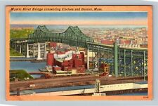 Boston MA-Massachusetts, Mystic River Bridge Vintage Souvenir Postcard picture