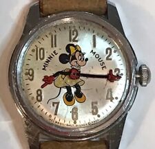 Vintage Disney Helbros Watch Minnie Mouse Retro Mickey Leather Disneyland picture