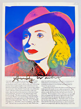 Andy Warhol Hand Signed Signature Exhibition Gallery Program Ingrid Bergman 1983 picture