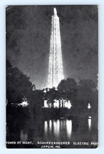 1909. JOPLIN, MO. TOWER AT NIGHT. SCHIFFERDECKER ELECTRIC PARK. POSTCARD FX24 picture