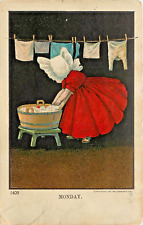 Set of 7 Sunbonnet Girls Days of the Week Household Chores 1905 Ullman Co. UDB picture