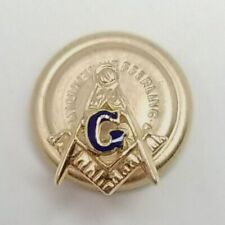 Vintage 14k Masonic Square and Compass Enamel G Lapel Pin, Yellow Gold, Estate picture
