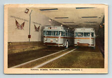 Postcard Windsor Ontario Canada Tunnel Busses Krom-O-Graph picture