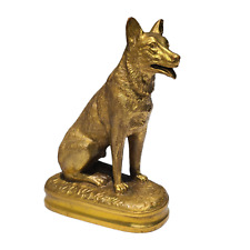 Vintage German Shephard Dog Bookend Kronheim & Oldenbusch Gold Antique Statue picture