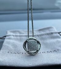 David Yurman Sterling Silver Infinity 14mm Pave Diamond Pendant Necklace 18” picture