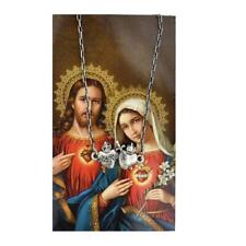 Stainless Steel Immaculate Sacred Heart Jesus Consecration Pendant and Holy Card picture